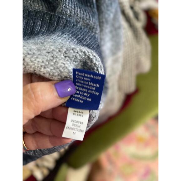 Apt 9 knit top sweater women's size medium gray blue stripe mock turtleneck - Picture 8 of 15
